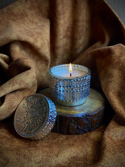 Silver Candy Jar Cinnamon  Candle