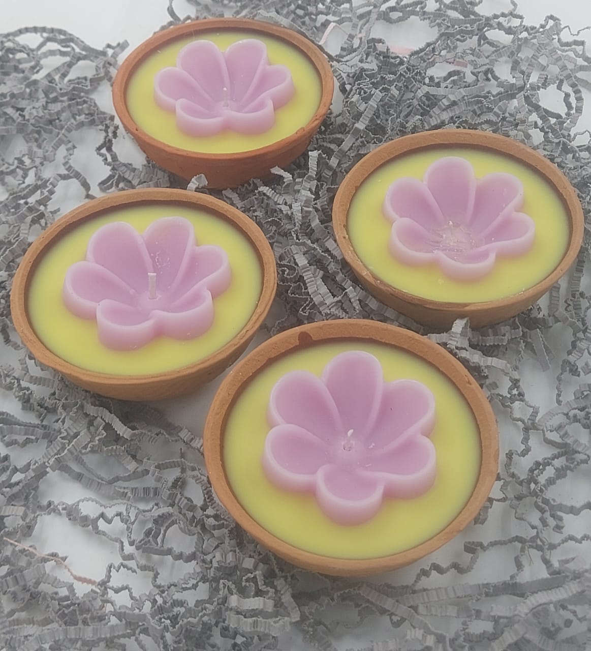 2 Floral Teracotta Diyas